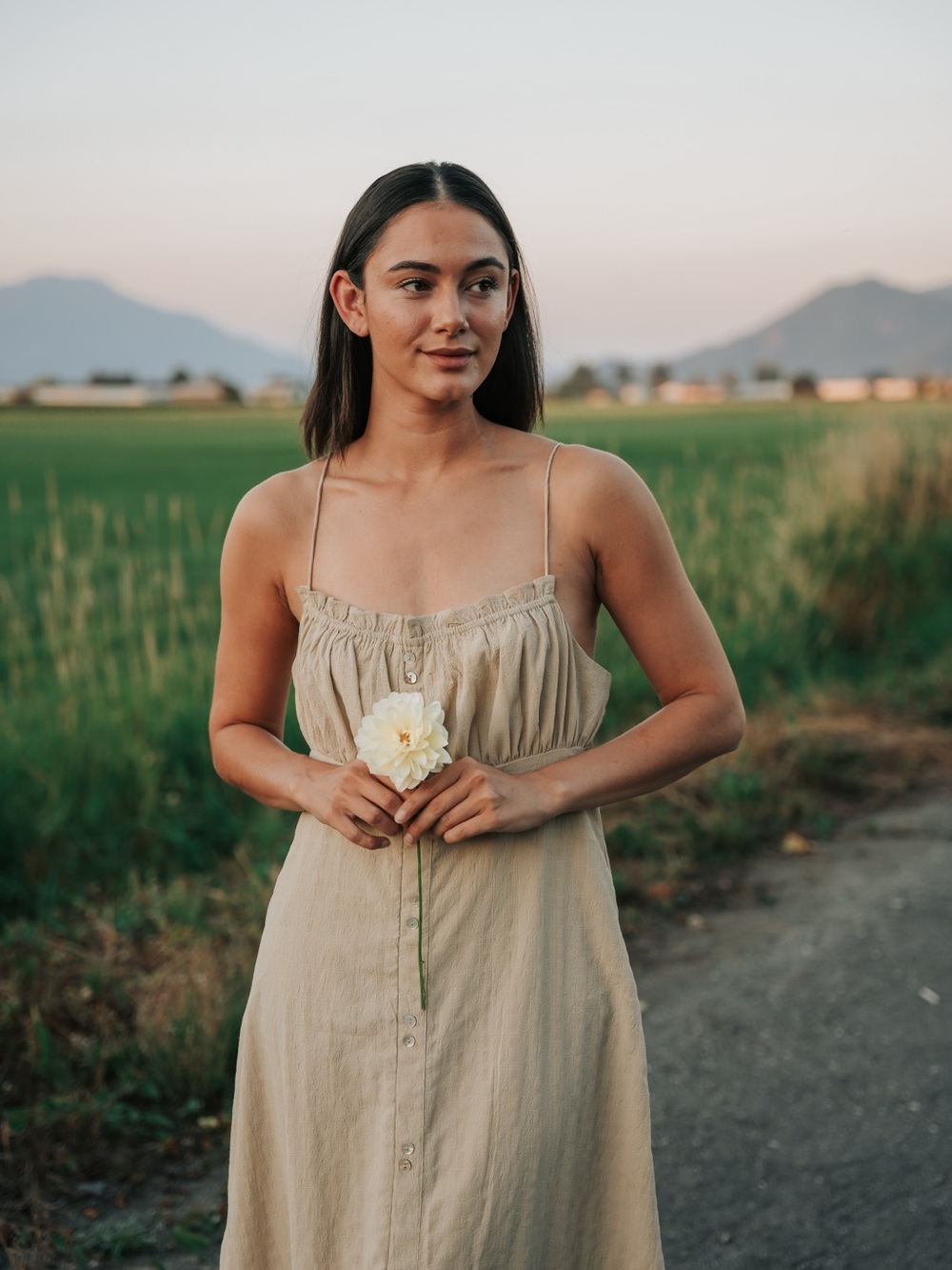 Oak & Fort Spaghetti StrapMidi Dress in Beige - Picture 4 of 5